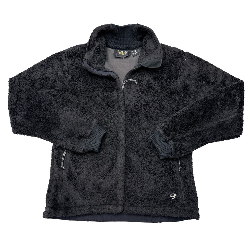 Mountain Hardwear Fleece Jacket Womens Medium Black Sherpa‎ Wind Stopper Hiking